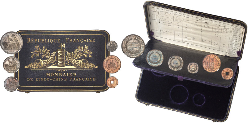 INDOCHINE
IIIe République (1870-1940). Coffret d’origine, monnaies de l’Indo-Chi...