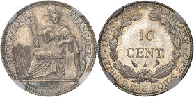 INDOCHINE
IIIe République (1870-1940). 10 centimes 1902, Paris.NGC MS 65+ (6630745-030).
Av. REPUBLIQUE FRANÇAISE. La République rayonnante, assise à ...
