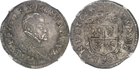 ITALIE
Milan (duché de), Philippe II (1540-1598). Écu (scudo) ND (1579-1594), Milan.NGC MS 62 (6632277-037).
Av. PHILIPPVS. REX. HISPANRVM. Buste cuir...