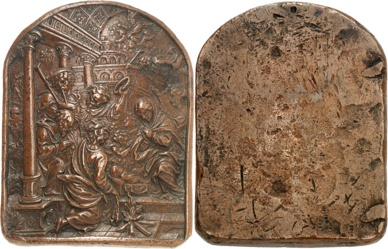 ITALIE
Vatican, Clément VII (1523-1534). Plaquette, fonte uniface cintrée, l’Ado...