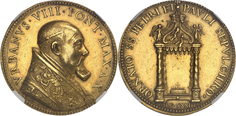 ITALIE
Vatican, Urbain VIII (1623-1644). Médaille d’Or, le baldaquin de la basil...