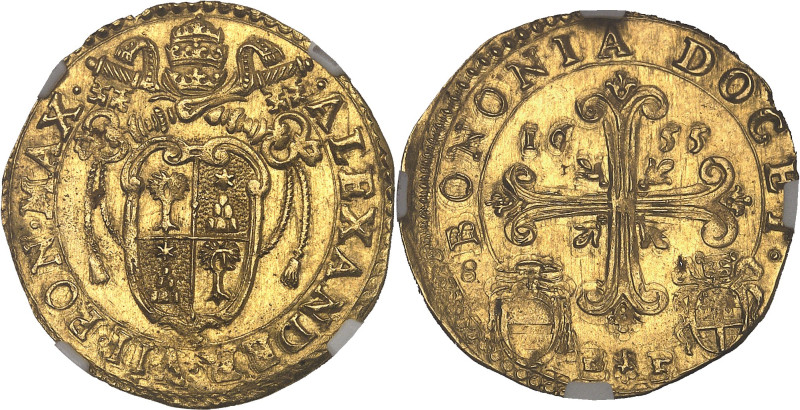ITALIE
Vatican, Alexandre VII (1655-1667). Doppia 1655, Bologne.NGC MS 64 (66313...