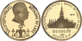 LAOS
Savang Vatthana (1959-1975). 50.000 kip, temple That Luang, Flan bruni (PROOF) 1975.NGC PF 69 ULTRA CAMEO (5883948-008).
Av. ROYAUME DU LAOS et l...