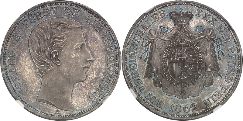 LIECHTENSTEIN
Jean II, prince (1858-1929). Thaler 1862, A, Vienne.NGC MS 63 (212...