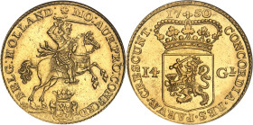 PAYS-BAS
Hollande, République des Sept Provinces-Unies des Pays-Bas (1581-1795). 14 florins 1750, Amsterdam.ANACS MS 61 (437534).
Av. * MO: AUR: PRO: ...