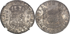 PÉROU
Charles III (1759-1788). 4 réaux 1765 JM, Lima.NGC MS 62 (2890557-013).
Av. * CAROLVS. III. D. G. HISPAN. ET. IND. REX. Écu couronné, accosté de...