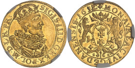 POLOGNE
Sigismond III Vasa (1587-1632). Ducat 1632/1 SB, Gdansk (Dantzig).NGC MS 62+ (6496148-010).
Av. SIGIS. III. D. G. REX. POL. M. D. L. R. PR:. B...