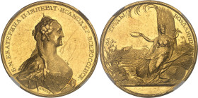 RUSSIE
Catherine II (1762-1796). Médaille d’Or, récompense ou prix pour travaux méritants, par Nicolaus Kosin ND (avant 1867), Saint-Pétersbourg.NGC U...