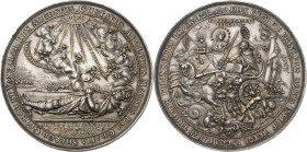 SUÈDE
Christine (1632-1654). Médaille au module de 6 thalers, mort du Roi Gustave II Adolphe et rapatriement de son corps à Stockholm, par S. Dadler ...