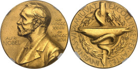 SUÈDE
Gustave VI Adolphe (1950-1973). Médaille d’Or de membre du comité Nobel, Physiologie et Médecine, fondation Alfred Nobel, d’après Erik Lindberg ...