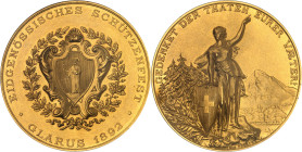 SUISSE
Glaris ou Glarus (canton de). Médaille d’Or, concours de tir de Glarus, 10 au 21 juillet 1892, par Huguenin Frères 1892, Le Locle (Huguenin frè...