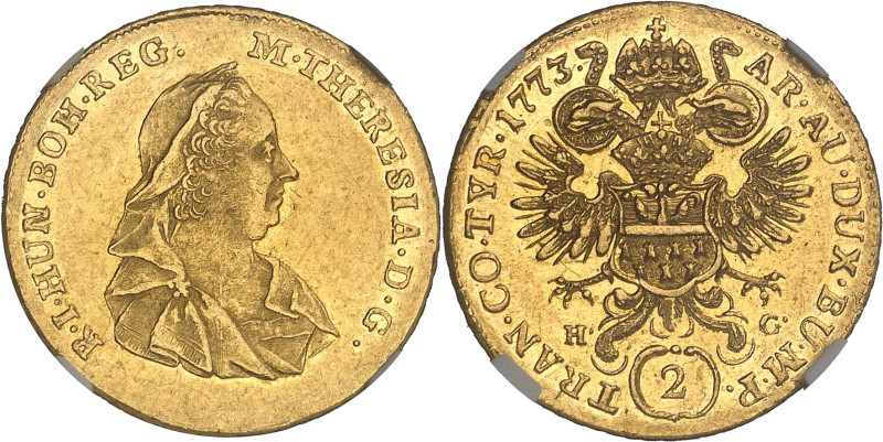 TRANSYLVANIE
Marie-Thérèse (1740-1780). 2 ducats 1773 HG, Karlsbourg (Alba Iulia...