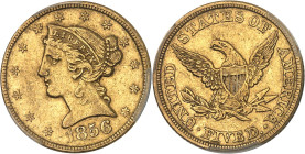 USA
République fédérale des États-Unis d’Amérique (1776-à nos jours). 5 dollars Liberty 1856, Philadelphie.PCGS XF45 (44798035).
Av. Dans une bordure ...