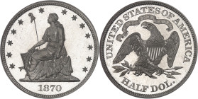 USA
République fédérale des États-Unis d’Amérique (1776-à nos jours). Essai d’un demi-dollar à la Liberté assise, en aluminium, Flan bruni (PROOF) 187...