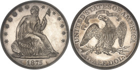 USA
République fédérale des États-Unis d’Amérique (1776-à nos jours). 1/2 dollar à la Liberté assise, Flan bruni (PROOF) 1875, Philadelphie.PCGS PR60 ...