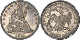 USA
République fédérale des États-Unis d’Amérique (1776-à nos jours). 1/2 dollar à la Liberté assise, Flan bruni (PROOF) 1876, Philadelphie.NGC PF 62 ...