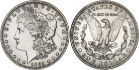 USA
République fédérale des États-Unis d’Amérique (1776-à nos jours). Dollar Morgan, Flan bruni (PROOF) 1901, Philadelphie.PCGS PR60 (36364950).
Av. (...