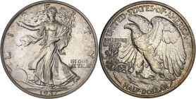 USA
République fédérale des États-Unis d’Amérique (1776-à nos jours). Demi-dollar à la Liberté marchant (Liberty walking half dollar), Flan bruni (PRO...