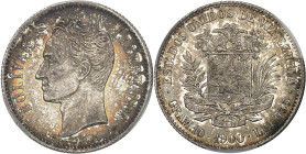 VENEZUELA
Venezuela (République bolivarienne du) (depuis 1811). 2 bolivares 1900, Paris.PCGS MS63 (46152920).
Av. BOLIVAR LIBERTADOR. Tête nue à gauch...