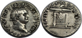 Römische Münzen, MÜNZEN DER RÖMISCHEN KAISERZEIT. Titus (79-81 n. Chr.) Rom. AR Denar 3,3 g. 18,1 mm. Vs.: IMP TITVS CAES VESPASIAN AVG P M. Kopf des ...