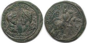 Römische Münzen, MÜNZEN DER RÖMISCHEN KAISERZEIT. Moesia Inferior, Odessus. Gordianus III. Pius und Tranquillina. Ae 27 (5 Assaria), 238-244 n. Chr. (...