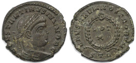 Römische Münzen, MÜNZEN DER RÖMISCHEN KAISERZEIT. Constantinus (II.) als Cäsar (317-337 n. Chr). Follis (Trier). 2. Offizin. (3.06 g. 20 mm) Vs.: CONS...