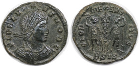 Römische Münzen, MÜNZEN DER RÖMISCHEN KAISERZEIT. Delmatius 335-337 n. Chr. Follis 335-336 n. Chr., Siscia. (1,45 g. 17.5 mm) Vs.: FL DELMATIVS NOB C,...