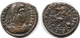 Römische Münzen, MÜNZEN DER RÖMISCHEN KAISERZEIT. Constantius II. (337-361 n. Chr). Follis. (3.02 g. 17.5 mm) Vs.: DN CONSTANTIVS PF AVG, Büste mit pe...