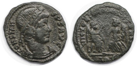 Römische Münzen, MÜNZEN DER RÖMISCHEN KAISERZEIT. Constans I. (337-350 n. Chr). Follis. (1,44 g. 16 mm) Vs.: CONSTANS PF AVG, Büste mit pearl diadem n...