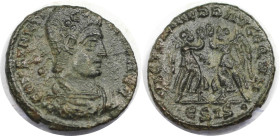 Römische Münzen, MÜNZEN DER RÖMISCHEN KAISERZEIT. Constantius II. (337-361 n. Chr). Follis 347 n. Chr., Siscia. (1,53 g. 15,5 mm) Vs.: CONSTANTI[VS P ...