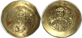 Byzantinische Münzen. Michael VII. Dukas (1071-1078). Histamenon Nomisma geprägt in Konstantinopel. Electrum. 4,28 g. 28,2 mm. Vs.: Bekrönte Christusb...