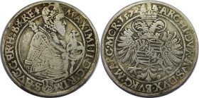 RDR – Habsburg – Österreich, RÖMISCH-DEUTSCHES REICH. Maximilian II. (1564-1576). Guldentaler zu 60 Kreuzer 1572, Joachimsthal. Silber. 23,96 g. Dav. ...