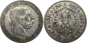 RDR – Habsburg – Österreich, KAISERREICH ÖSTERREICH. Österreich-Ungarn. Franz Joseph I. (1848-1916). 5 Corona 1900. Silber. KM 2807. Sehr schön...