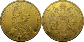 RDR – Habsburg – Österreich, KAISERREICH ÖSTERREICH. Franz Joseph I. (1848-1916). 4 Dukaten 1910, Wien. Gold. Vorzüglich. Loch