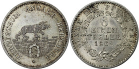Altdeutsche Münzen und Medaillen, ANHALT-BERNBURG. Alexander Carl (1834-1863). 1/6 Taler 1862 A, Silber. Jaeger 71, AKS 19. Fast Stempelglanz. Prachte...