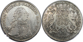 Altdeutsche Münzen und Medaillen, BADEN. Karl Friedrich (1746-1811). Konventionstaler 1766 W, Durlach. Silber. 27,74 g. Dav. 1934, Wielandt 710. Sehr ...