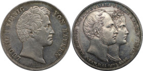 Altdeutsche Münzen und Medaillen, BAYERN / BAVARIA. Ludwig I. (1825-1848). Geschichtsdoppeltaler 1842. Silber. AKS 104. Sehr schön-vorzüglich