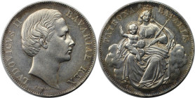 Altdeutsche Münzen und Medaillen, BAYERN / BAVARIA. Ludwig II. (1864-1886). Vereinstaler 1869, Patrona Bavariae. Silber. AKS 176. Fast Stempelglanz