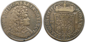 Altdeutsche Münzen und Medaillen, BRANDENBURG IN PREUSSEN. Friedrich III. (1688-1701). 2/3 Taler 1691 ICS, Magdeburg. Silber. 13,95 g. Dav. 273. Sehr ...