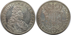 Altdeutsche Münzen und Medaillen, BRANDENBURG IN PREUSSEN. Friedrich III. (1688-1701). 2/3 Taler 1694 ICS, Magdeburg. Silber. 17,31 g. Dav. 274. Vorzü...
