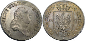 Altdeutsche Münzen und Medaillen, BRANDENBURG IN PREUSSEN. Friedrich Wilhelm II. (1786-1797). 4 Groschen (1/6 Taler) 1797 A, Berlin. Silber. 5,30 g. J...