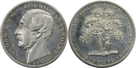 Altdeutsche Münzen und Medaillen, BRAUNSCHWEIG - CALENBERG - HANNOVER. Georg V. (1851-1866). Vereinstaler 1865 B, Upstalsboom. Silber. 18.50 g. Dav. 6...