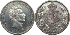 Altdeutsche Münzen und Medaillen, BRAUNSCHWEIG - LUNEBURG. Wilhelm (1831-1884). 25-jähriges Regierungsjubiläum. Doppeltaler 1856 B, Hannover. Silber. ...