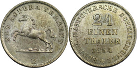 Altdeutsche Münzen und Medaillen, BRAUNSCHWEIG - CALENBERG - HANNOVER. Georg V. (1851-1866). 1/24 Taler 1854 B. Billon. KM 227. Stempelglanz. Feine Pa...