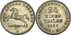 Altdeutsche Münzen und Medaillen, BRAUNSCHWEIG - CALENBERG - HANNOVER. Georg V. (1851-1866). 1/24 Taler 1856 B. Billon. KM 227. Stempelglanz. Feine Pa...