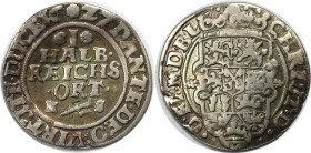 Altdeutsche Münzen und Medaillen, BRAUNSCHWEIG - LÜNEBURG - CELLE. Christian von Minden (1611-1633). 1/2 Reichsort (1/8 Taler) 1627 HS. Silber. KM 47....