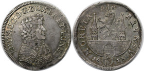 Altdeutsche Münzen und Medaillen, BRAUNSCHWEIG - STADT. 2/3 Taler 1675 BH, mit Titel und Brustbild Rudolf Augusts von Braunschweig-Wolfenbüttel. Silbe...