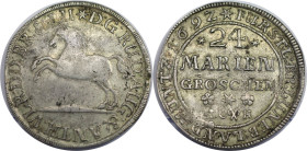 Altdeutsche Münzen und Medaillen, BRAUNSCHWEIG - WOLFENBÜTTEL. Rudolf August and Anton Ulrich. 24 Mariengroschen 1692 HCH. KM 586, Dav. 337, Welter 20...