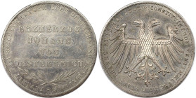 Altdeutsche Münzen und Medaillen, FRANKFURT. Doppelgulden 1848. Silber. 21,17 g. Dav. 644, AKS 39. Vorzüglich-Stempelglanz. Feine Tönung, kl.Kratzer...
