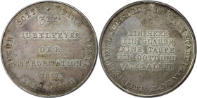 Altdeutsche Münzen und Medaillen, FRANKFURT - STADT. Silbermedaille 1817, auf 300 Jahre Reformation. 21,66 g. 39 mm. J.u.F. 1014, Slg. Whiting 553. Vo...